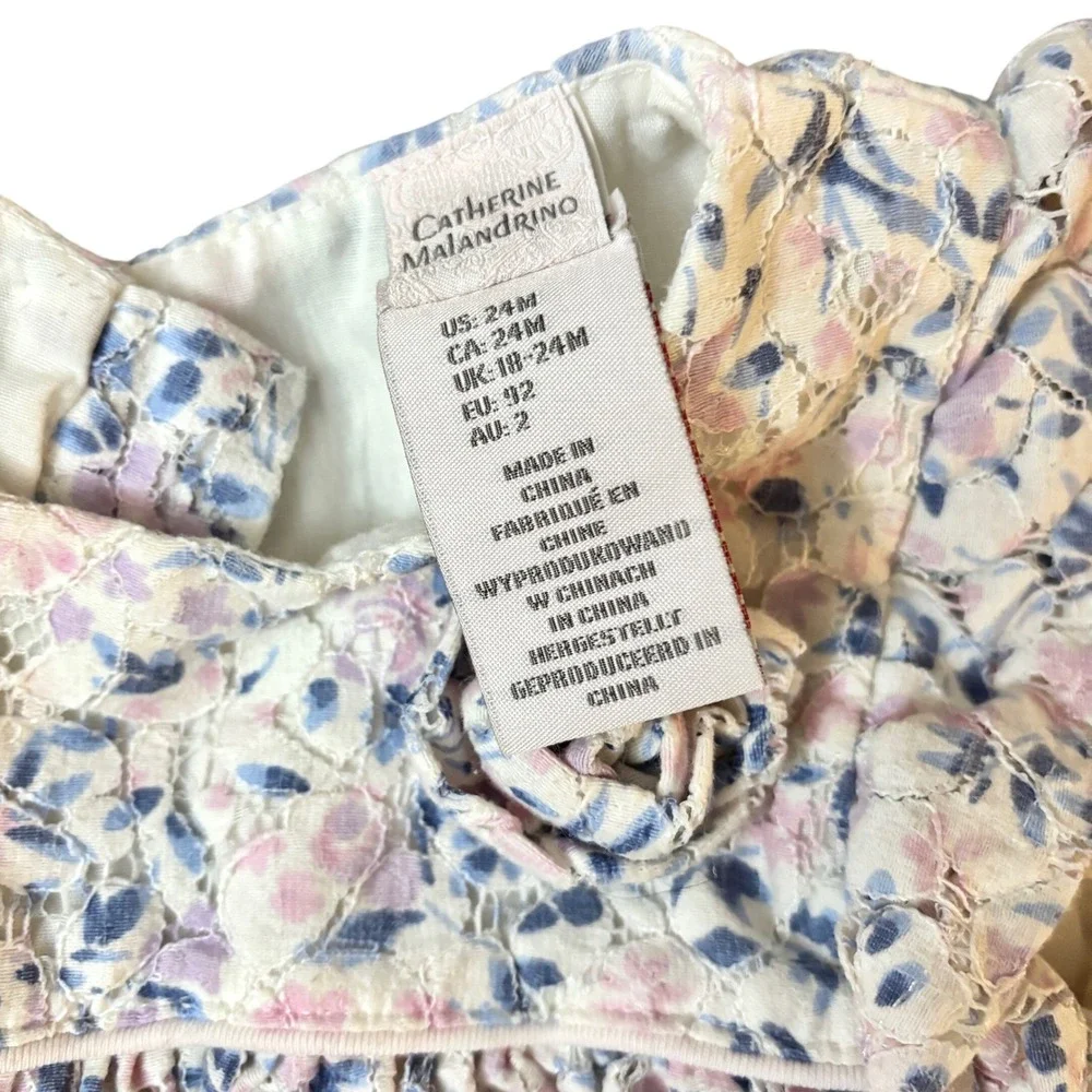 Catherine Malandrino Floral Lace‎ Dress Ruffle Sleeve Size 24m
